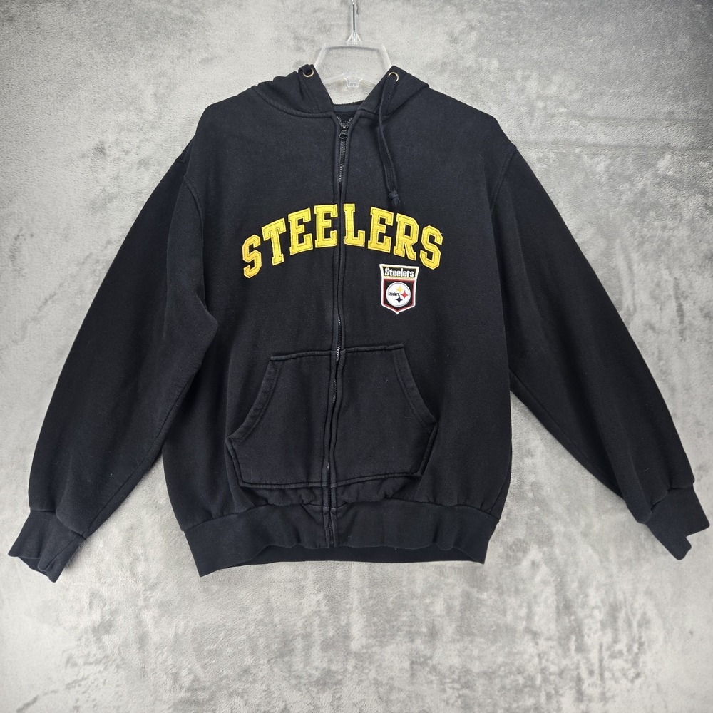Pittsburgh‎ Steelers NFL Full Zip Up Hoodie Men's Size Large Black